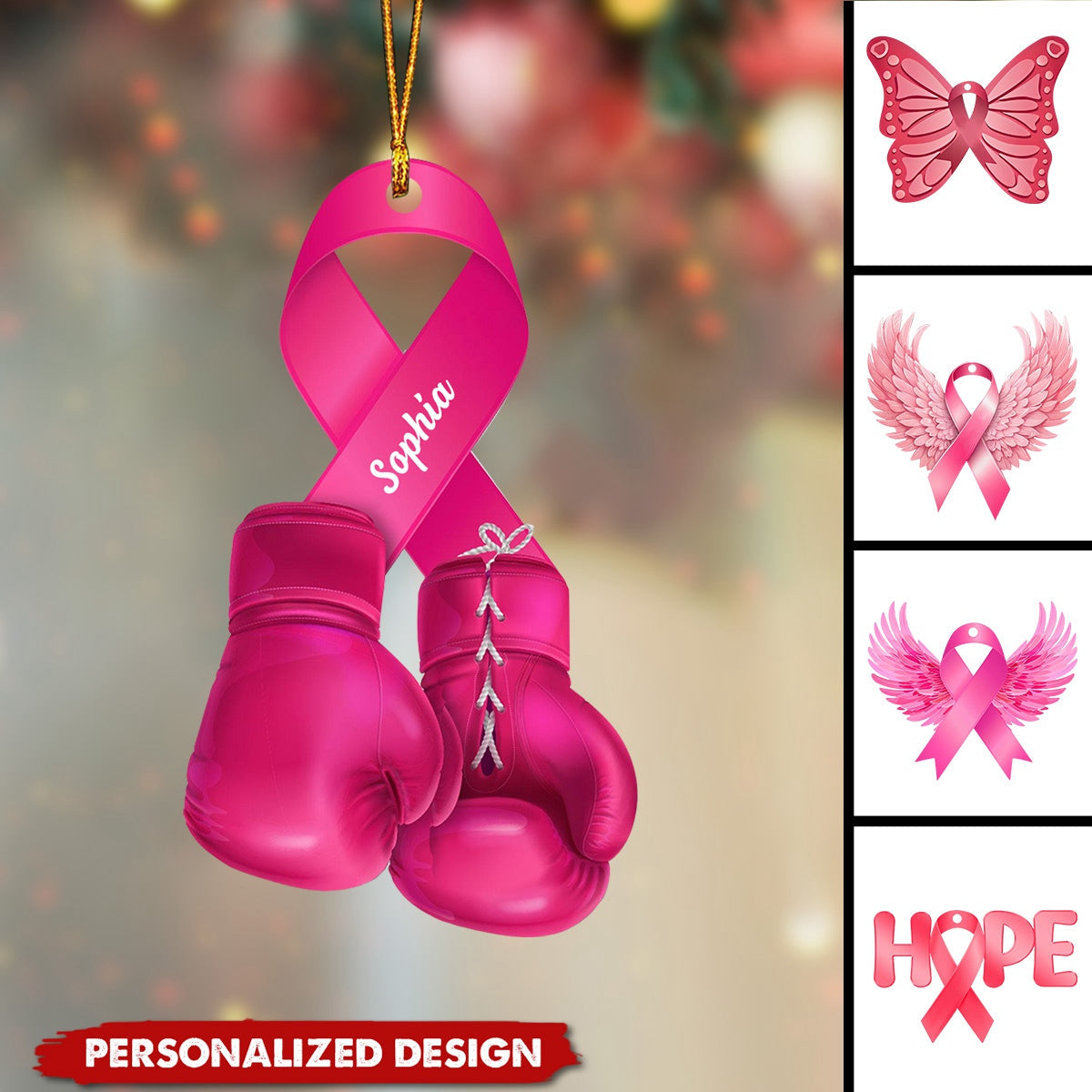 Personalized Breast Cancer Christmas Ornament-2024 New Release
