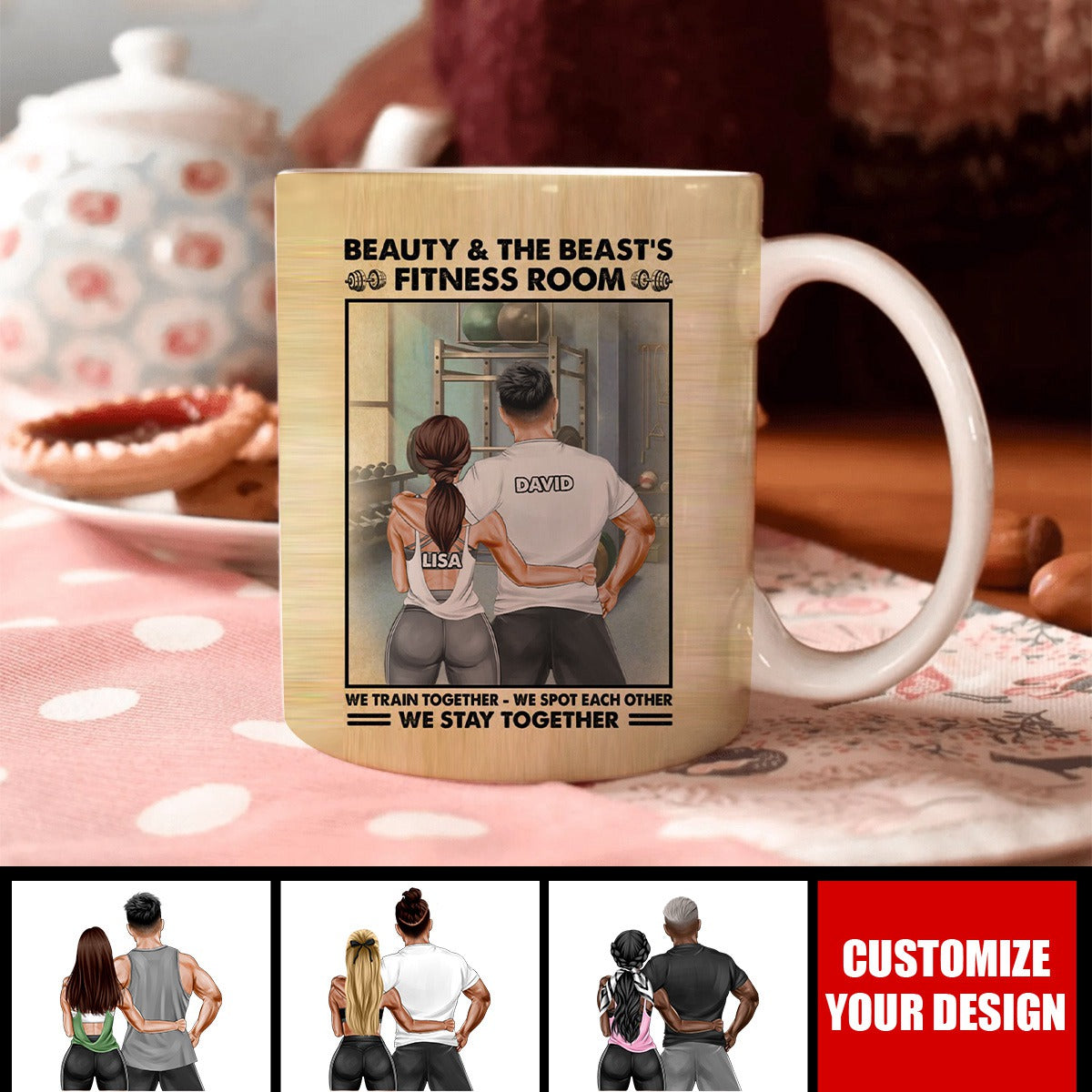 Gym Couple Beauty And The Beast's Training Center - Personalized Couple Coffee Mug