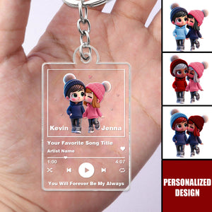 Cute Couple-Personalized Song Keychain-Wedding,Anniversary,Valentine Gifts For Couples