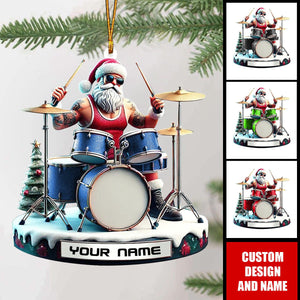 Personalized Drummer Santa Christmas Ornament - Gift For Drummer - 2024 New Release