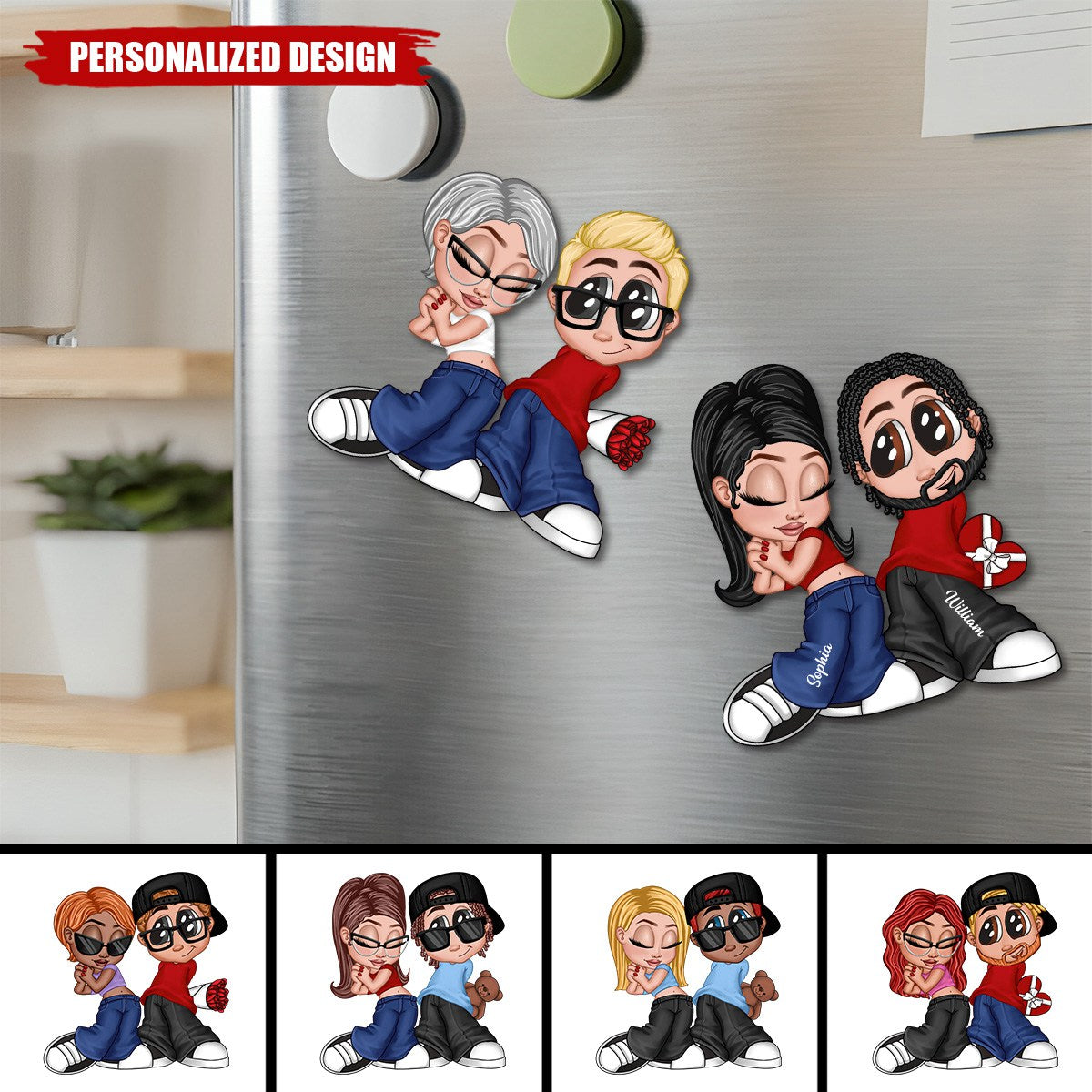 Y2K Style Couple-Personalized Acrylic Fridge Magnet-Heartfelt Gift For Couple
