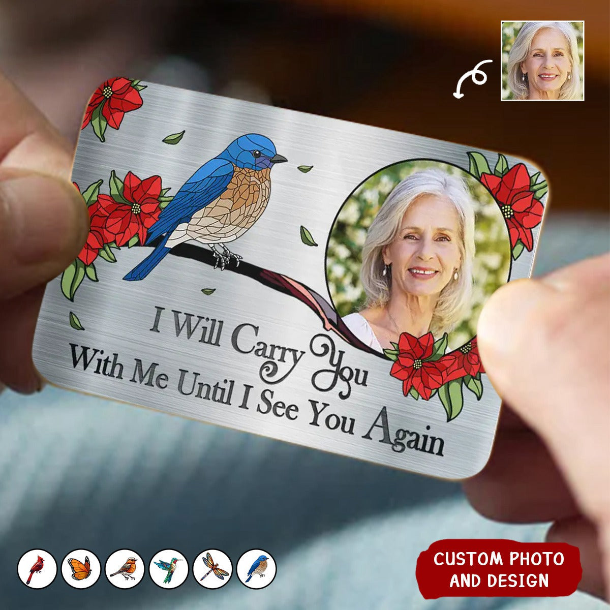 Personalized Photo I'm Always With You Memorial Aluminum Wallet Card