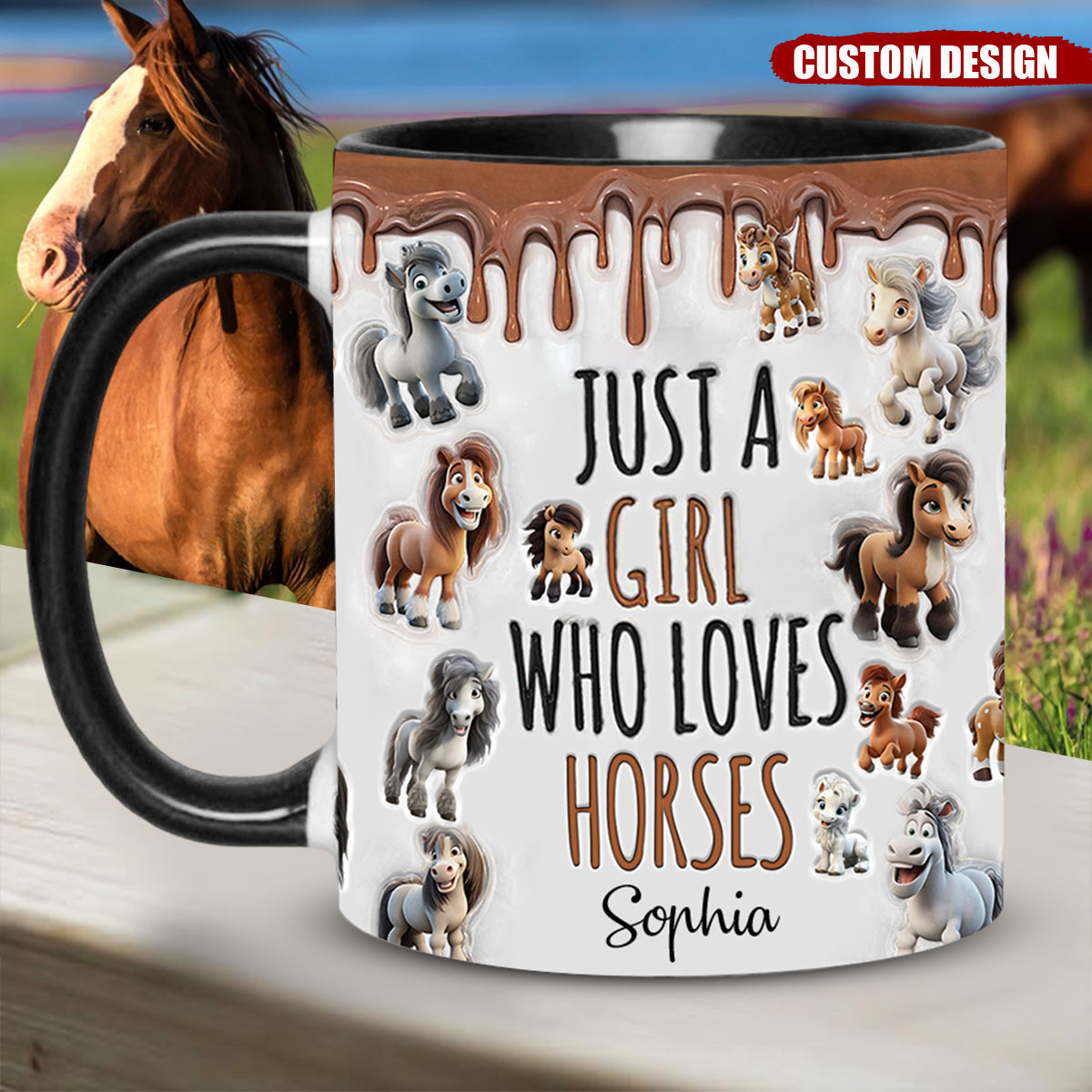Just A Girl Who Loves Horses- Personalized Horse Accent Mug