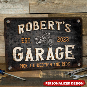 Motorcycle Garage-Personalized Metal Sign