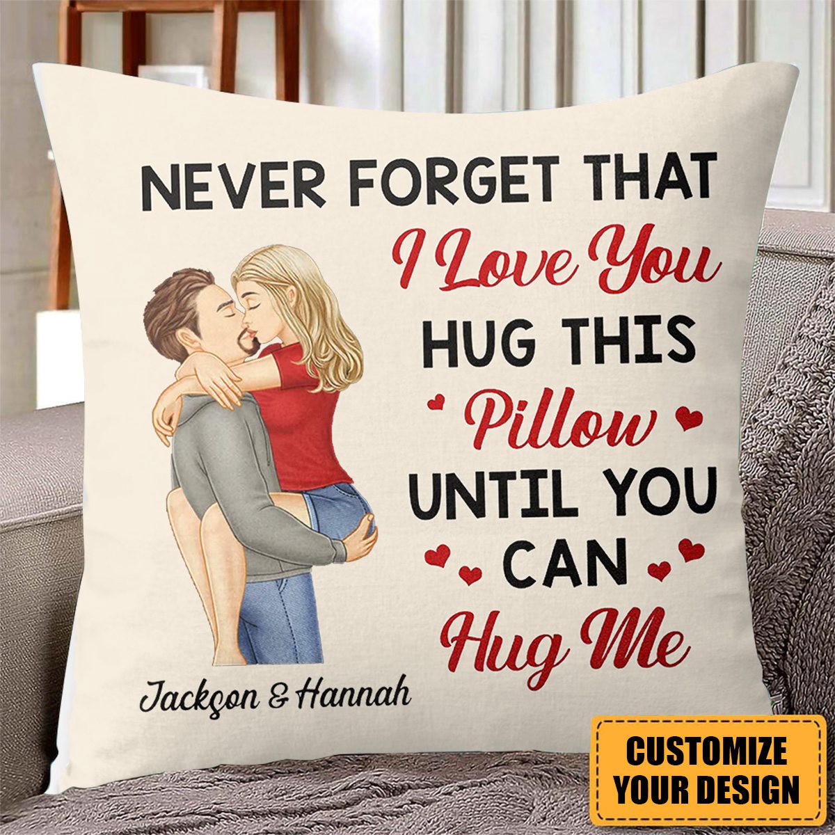 Hug This Pillow Until You Can Hug Me Couples - Personalized Pillow - Anniversary Gift For Husband,Wife