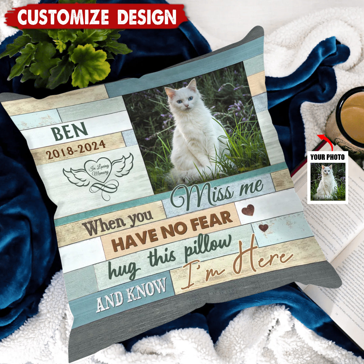When You Miss Me - Personalized Photo Memorial  Pillow - Gift For Family, Siblings, Friends