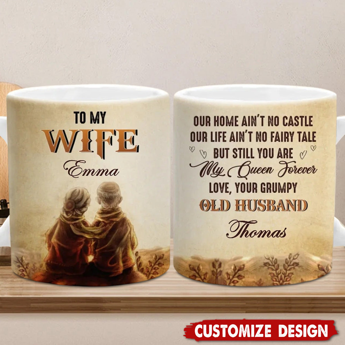 Two Hearts, One Soul - Couple Personalized Custom Mug - Gift For Husband Wife, Anniversary