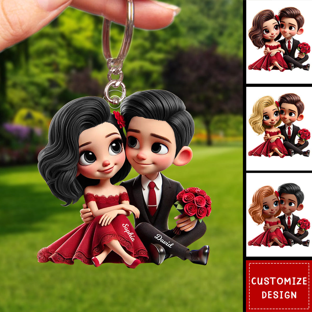 Romantic Elegant Valentine Couple Personalized Keychain-Gift For Couple