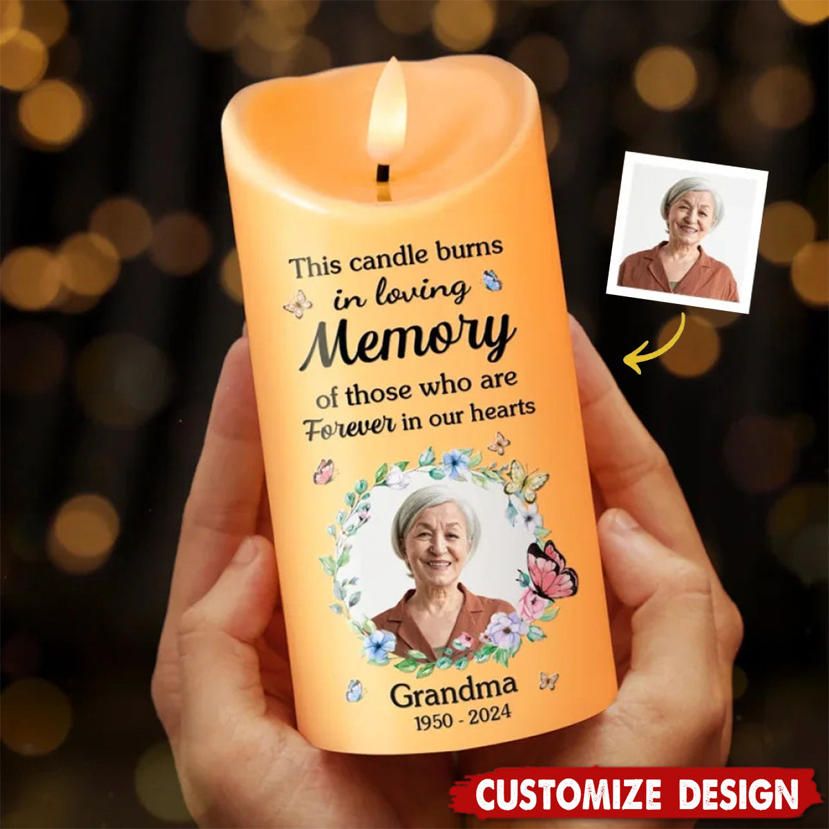 Burns In Loving Memory - Memorial Personalized LED Candle