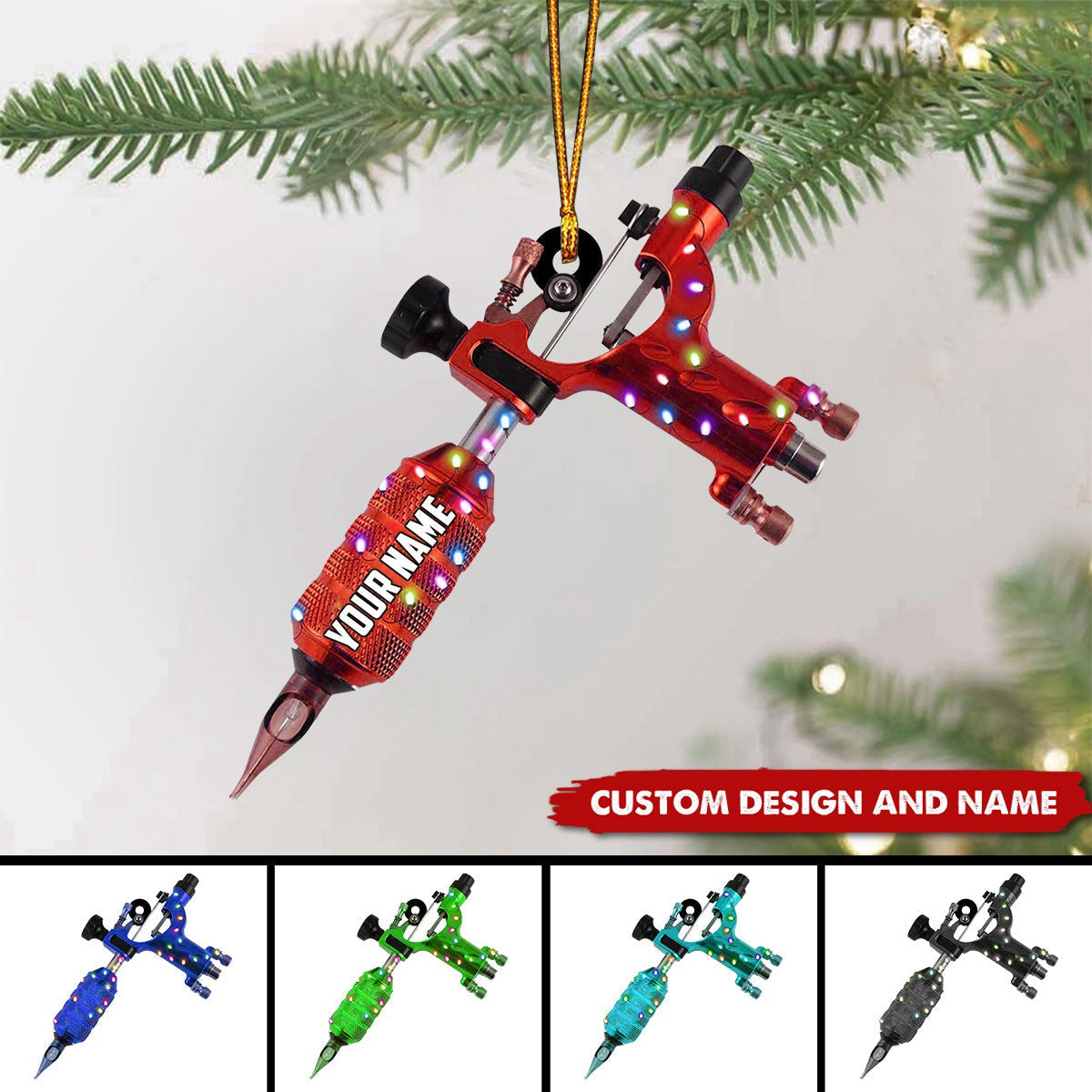2024 New Release Personalized Tattoo Machine Christmas Ornaments -Gifts For attoo Artist
