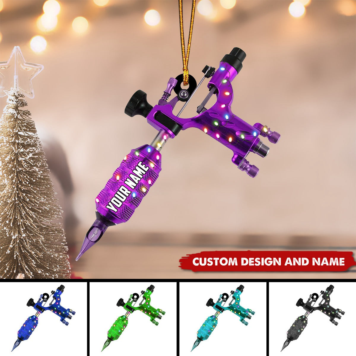 2024 New Release Personalized Tattoo Machine Christmas Ornaments -Gifts For attoo Artist