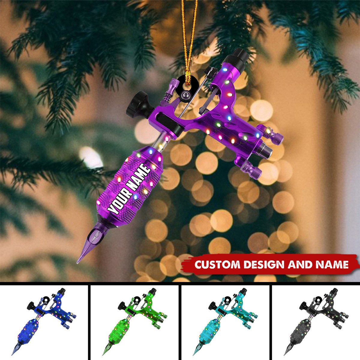 2024 New Release Personalized Tattoo Machine Christmas Ornaments -Gifts For attoo Artist